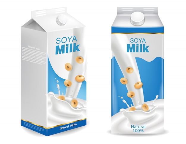 Vector maqueta de leche de soja