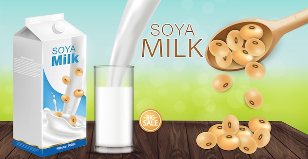 Maqueta de leche de soja