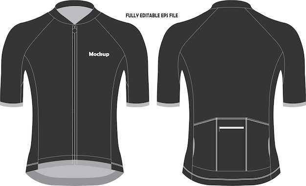 Vector maqueta de maillot de manga corta para ciclismo
