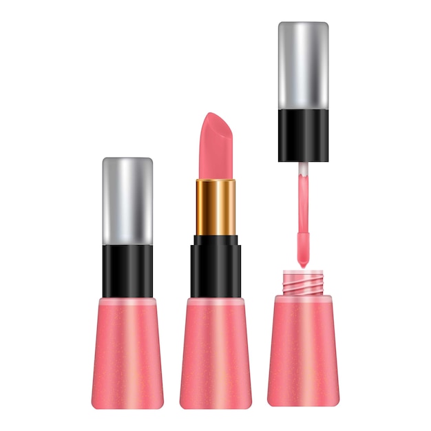 Maqueta de maquillaje para labios Ilustración realista de maquillaje para maqueta de vector de labios para web