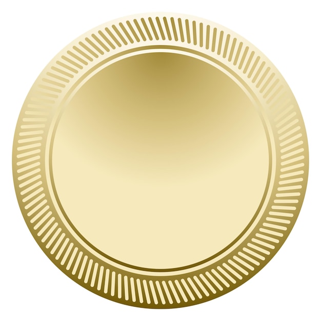 Maqueta de medalla de oro Círculo de metal en blanco realista