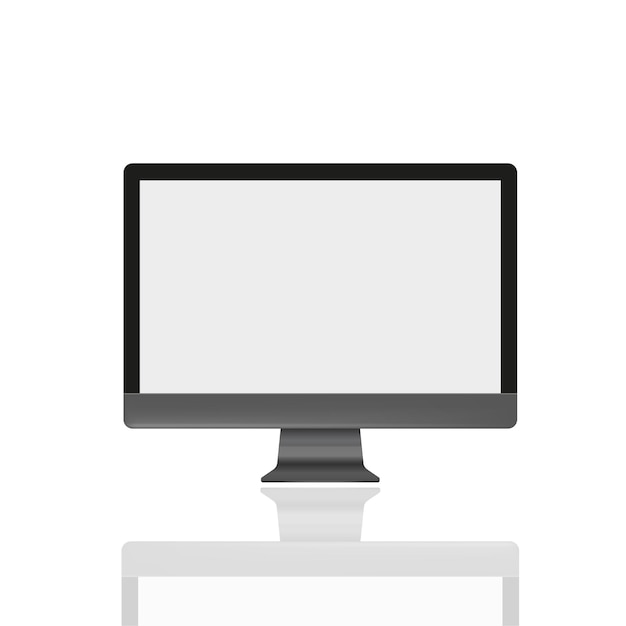 Maqueta de monitor de computadora. Dispositivo de tecnología digital moderna sobre fondo blanco.