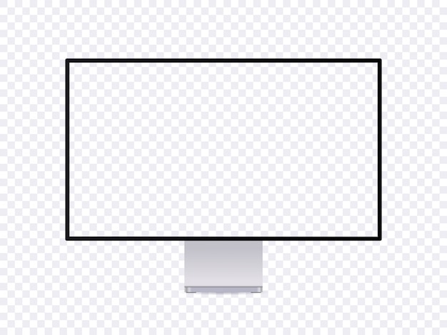 Maqueta de monitor realista, pantalla de computadora moderna de marco delgado con lugar vacío.