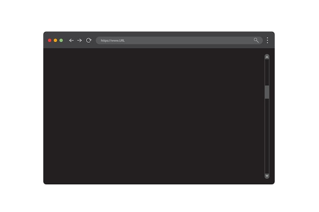 Maqueta de navegador oscuro moderno para la plantilla de navegador de internet de la interfaz de usuario de la página web del sitio web