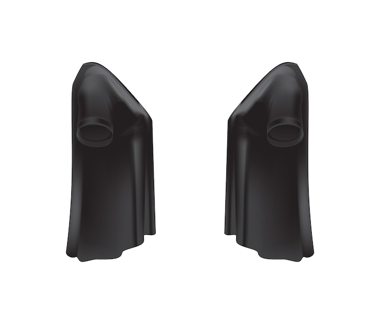 Vector maqueta negra de túnicas de camisetas de mujer vista lateral