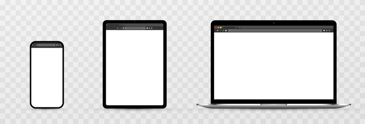 Vector maqueta de la pantalla del dispositivo sobre fondo transparente