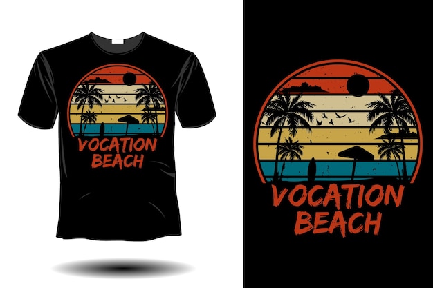 Maqueta de playa de vocación diseño retro vintage