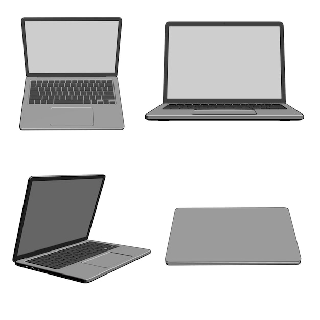 Vector maqueta de portátil realista con pantalla en blanco aislada sobre fondo blanco maqueta de portátil en perspectiva d