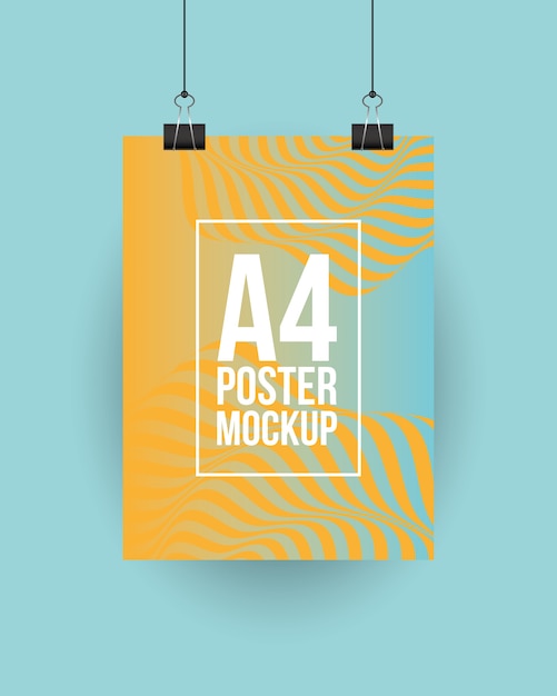 Vector maqueta de póster a4 con diseño de clips de plantilla de identidad corporativa y tema de marca