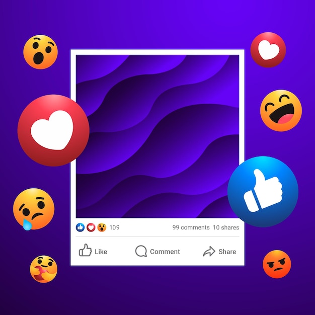 Vector maqueta de publicación de facebook con emoticones