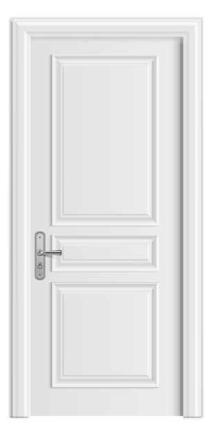 Maqueta realista de puerta de madera blanca Puerta cerrada