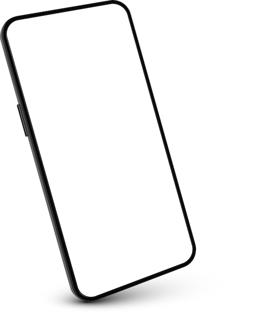 Maqueta realista de teléfono inteligente con una pantalla blanca en blanco sobre un fondo blanco con sombras sutiles ideal para mostrar aplicaciones móviles, sitios web o interfaces de usuario
