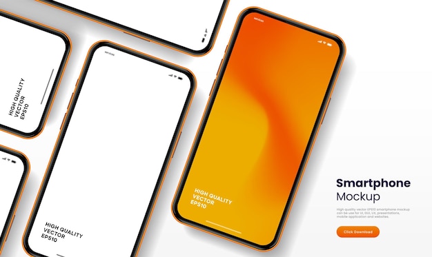 Maqueta realista de teléfono móvil con vector aislado en fondo blanco frente del dispositivo