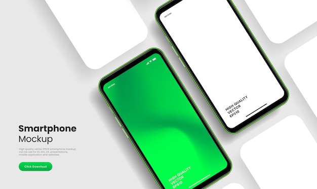 Maqueta realista de teléfono móvil con vector aislado en fondo blanco frente del dispositivo