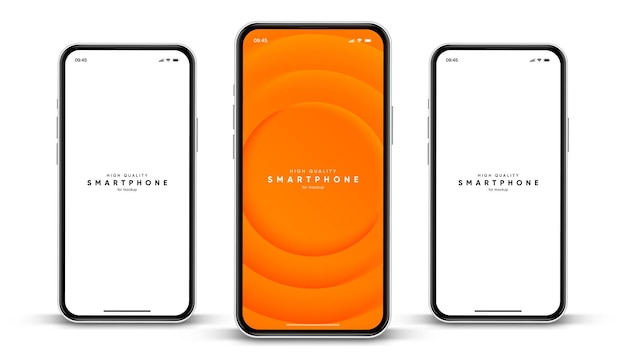 Maqueta realista de teléfono móvil con vector aislado en fondo blanco frente del dispositivo