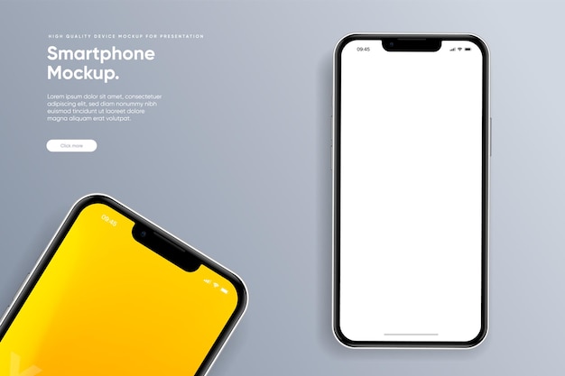 Maqueta realista de teléfono móvil con vector aislado en fondo blanco frente del dispositivo