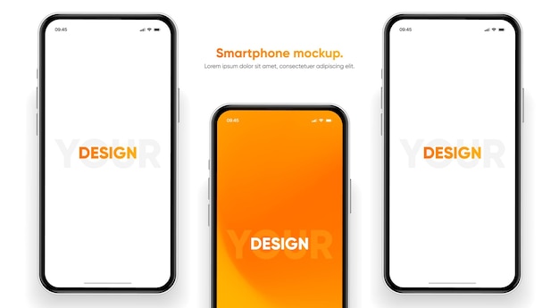 Maqueta realista de teléfono móvil con vector aislado en fondo blanco frente del dispositivo