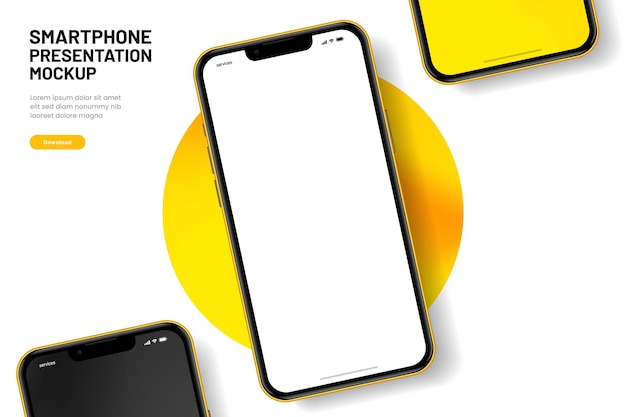 Maqueta realista de teléfono móvil con vector aislado en fondo blanco frente del dispositivo