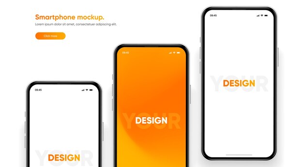 Maqueta realista de teléfono móvil con vector aislado en fondo blanco frente del dispositivo