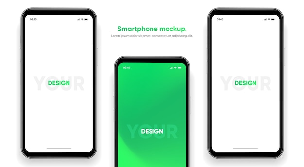 Maqueta realista de teléfono móvil con vector aislado en fondo blanco frente del dispositivo