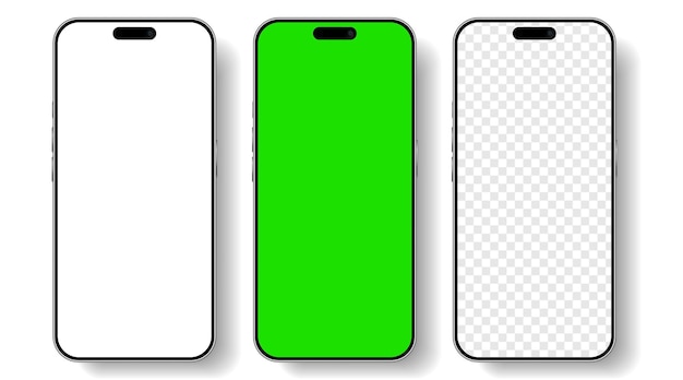 Maqueta realista de teléfono móvil con vector aislado en fondo blanco frente del dispositivo