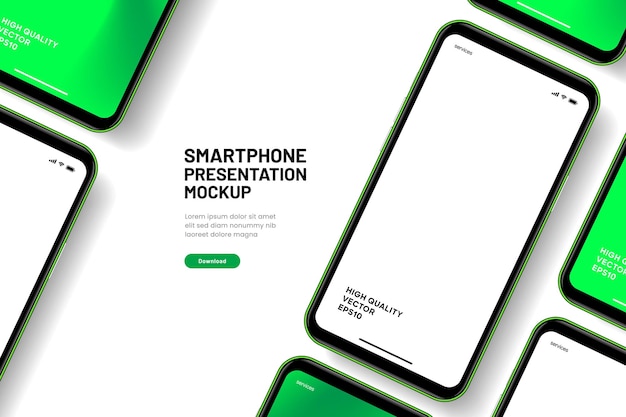 Maqueta realista de teléfono móvil con vector aislado en fondo blanco frente del dispositivo