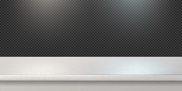 Maqueta realista de vector de estante vacío de encimera de acero blanco