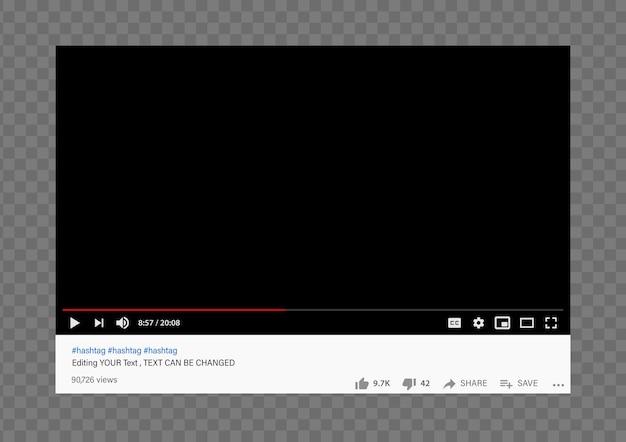 Vector maqueta de reproductor de video web de youtube