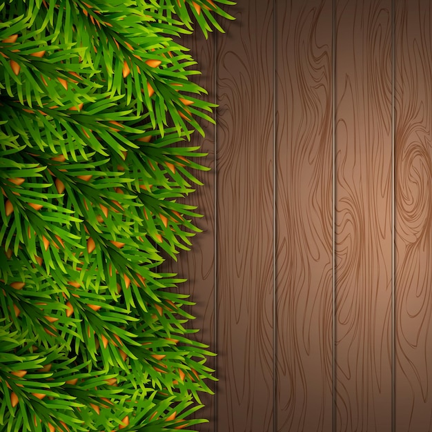 Maqueta de tarjeta de Navidad Vector de borde de árbol de abeto