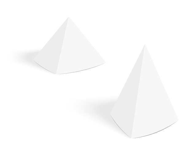 Maqueta de tarjetas de carpa de pirámide blanca Plantilla de hablante de mesa Soporte de exhibición de pirámide de papel o cartón