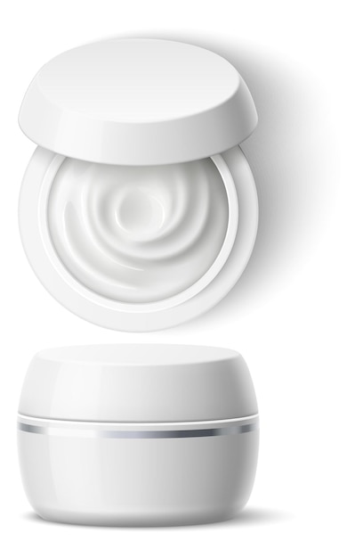 Maqueta de tarro de crema. Paquete cosmético de plástico realista.