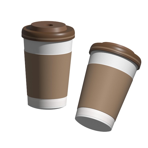 Maqueta de taza de cartón de café marrón modelo 3d