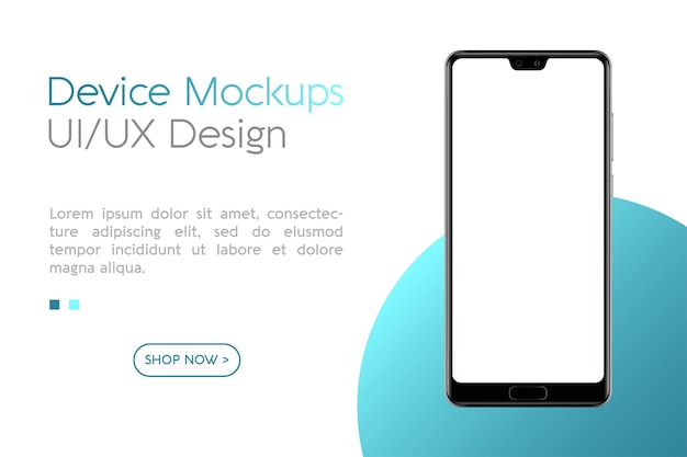 Maqueta de teléfono inteligente con pantalla en blanco Marco menos diseño de UI UX de teléfono inteligente