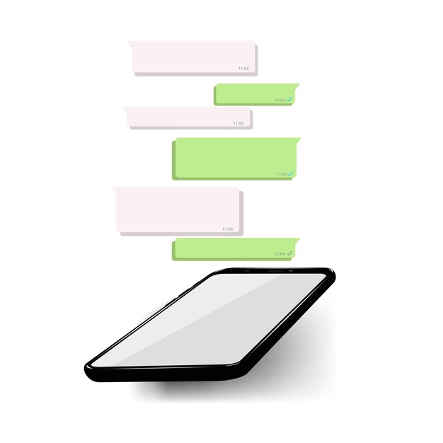 Maqueta de teléfono con mensajero móvil en pantalla inspirado en WhatsApp y otras aplicaciones similares Diseño moderno
