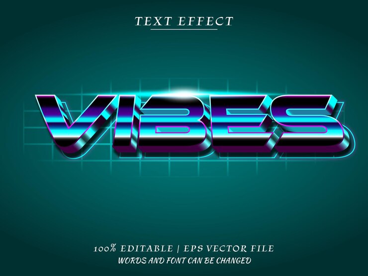 Vector maqueta de texto de efecto de texto editbale 3d vibes estilo retro moderno