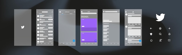 Vector maqueta de twitter publicación en redes sociales maqueta de twitter pantalla de aplicación de plantilla de interfaz de red social en el teléfono inteligente iphone nueva actualización maqueta de twitter marco de fotos de twitter