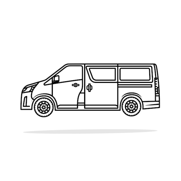 Maqueta de vector de minibús Plantilla aislada de marca de vehículo minivan e identidad corporativa