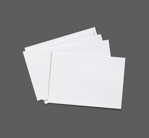 Maqueta de vector de tarjetas de visita, pila de tarjetas, plantilla en blanco blanco.