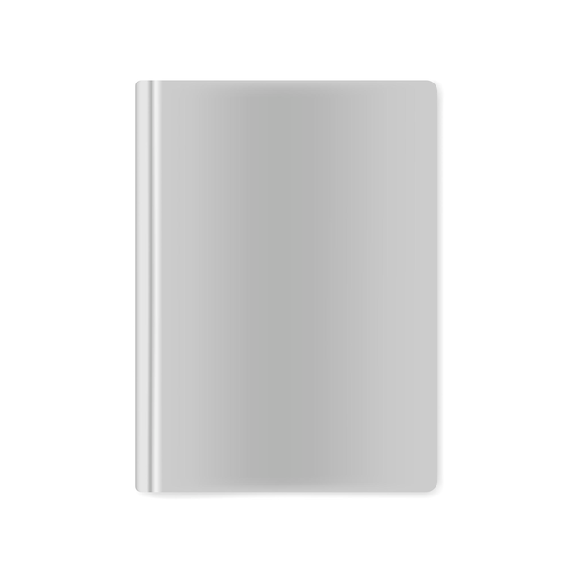 Maqueta de vector de vista superior de libro de tapa dura cerrado Plantilla de cuaderno de tapa dura Maqueta de libreta en blanco