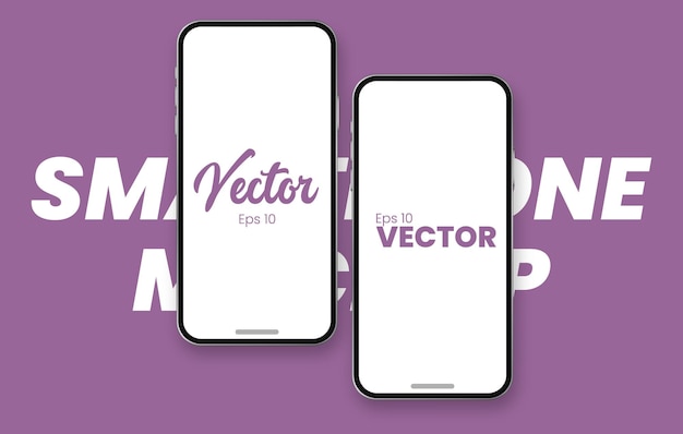 maqueta vectorial de teléfono inteligente sobre un fondo morado
