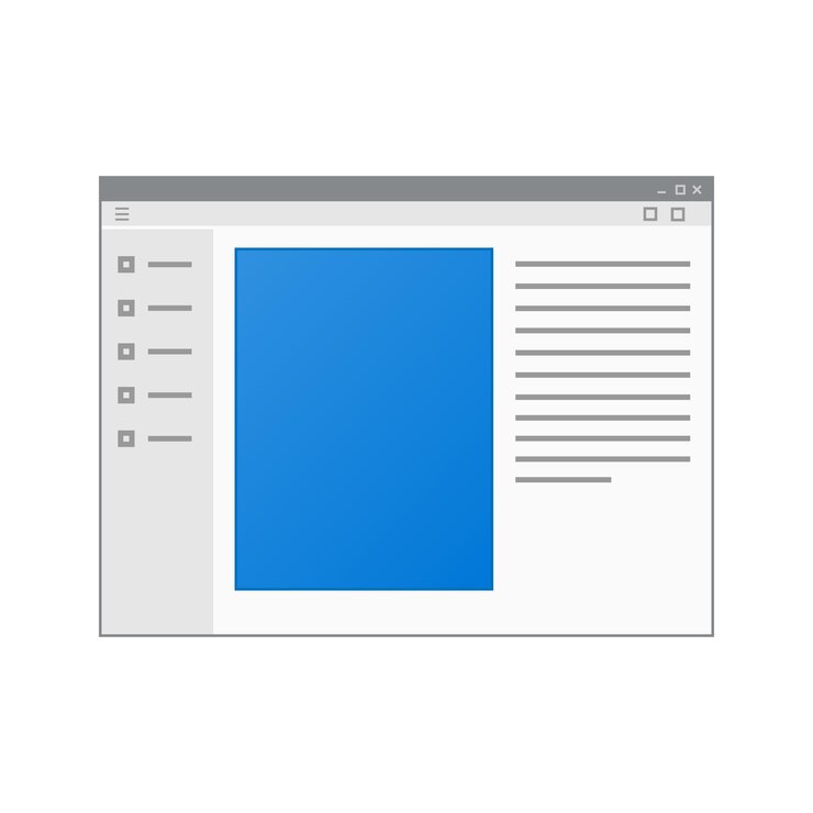 Maqueta de la ventana del programa de computadora aislada sobre fondo blanco Icono de color