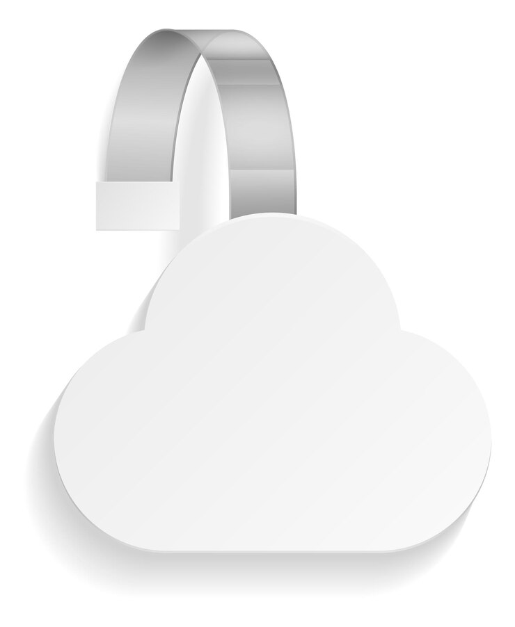 Vector maqueta de wobbler en blanco colgante colgante en forma de nube