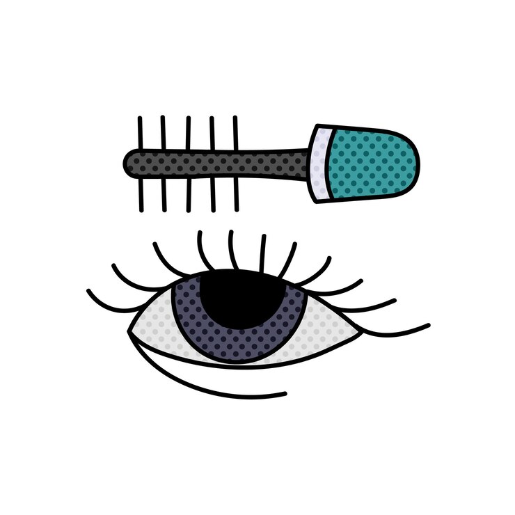 Vector maquillaje cosmético para las pestañas ilustración vectorial de color dibujada a mano