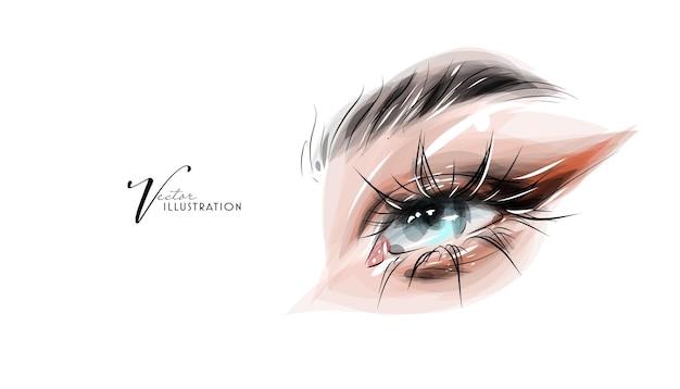Maquillaje de ojos brillante dibujado a mano en formato vectorial