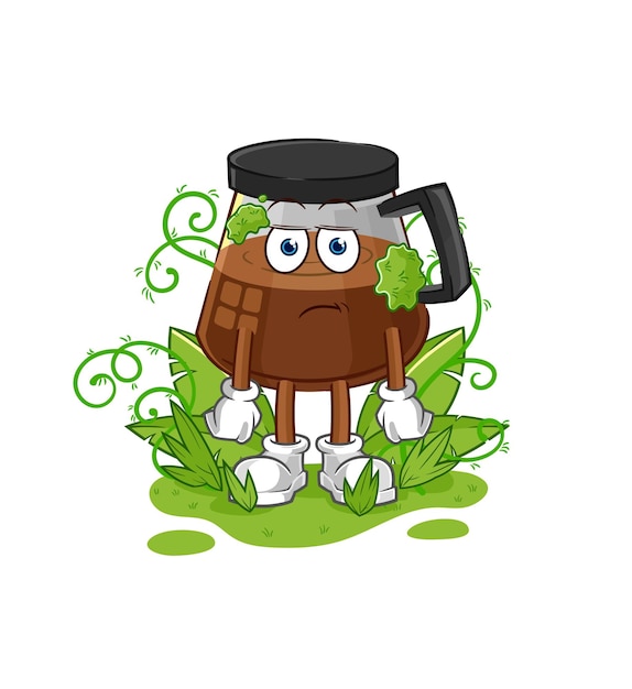 Máquina de café esperando vector de dibujos animados de mascota demasiado largo