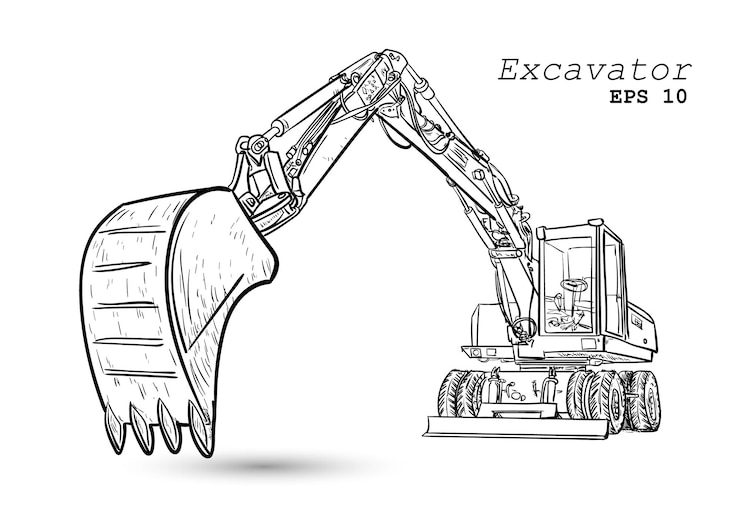 Vector máquina de construcción: topadora, excavadora.