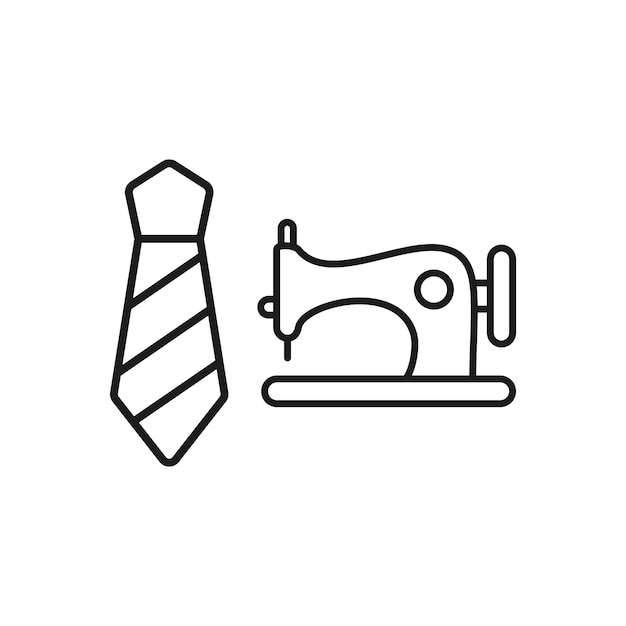 Máquina de coser y corbata ajustada a medida e icono de la moda