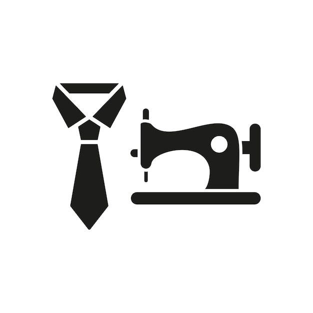 Máquina de coser y corbata ajustada a medida e icono de la moda