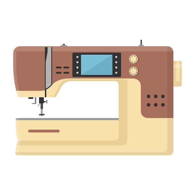 Máquina de coser Máquina moderna para icono de costura Dispositivo mecánico para coser telas y prendas