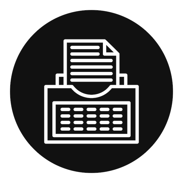 Máquina de escribir con imagen vectorial de icono de papel Se puede utilizar para imprimir